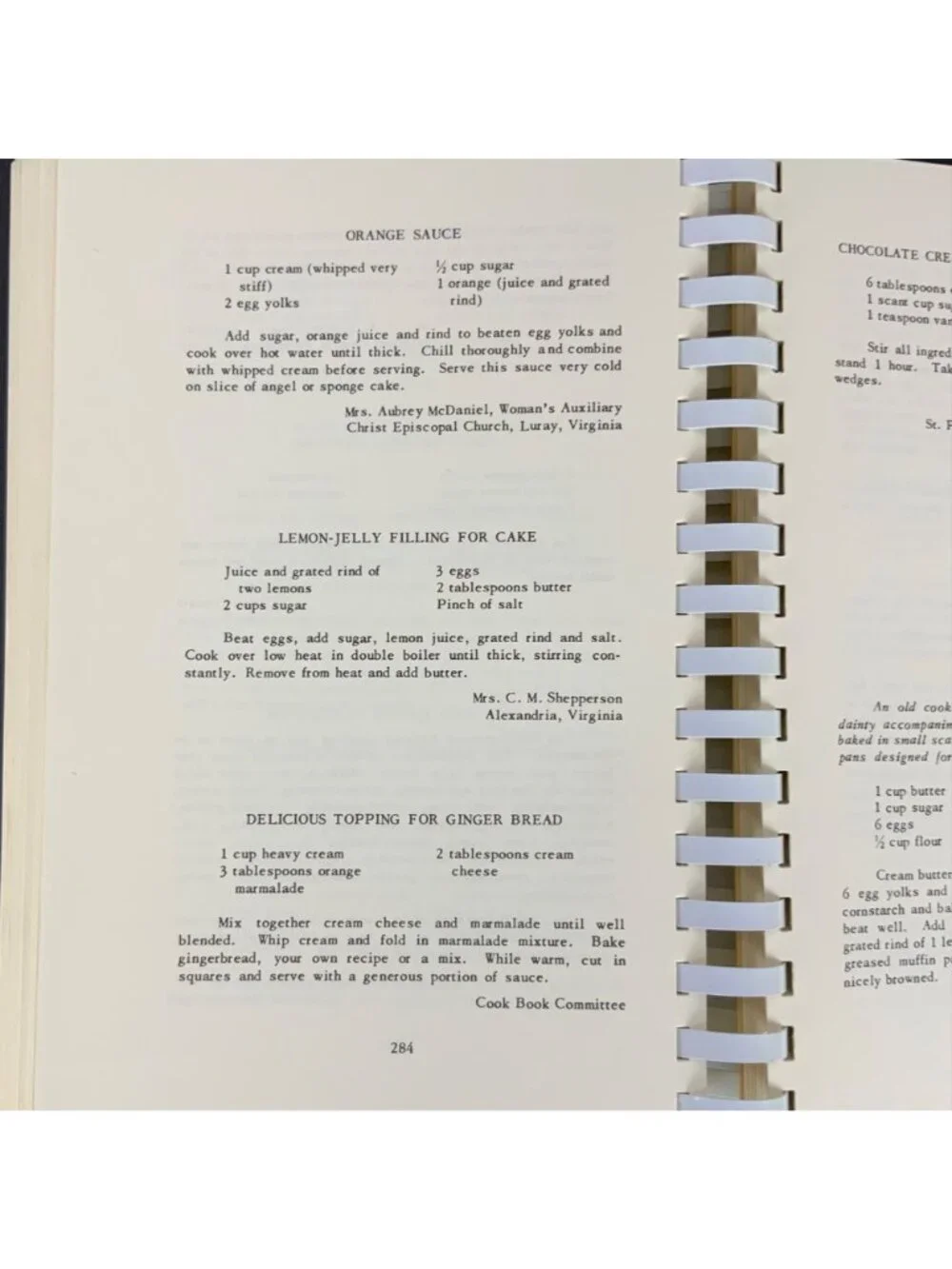Virginia Cookery Past and Present Vintage Cookbook Olivet Episcopal Church 1982